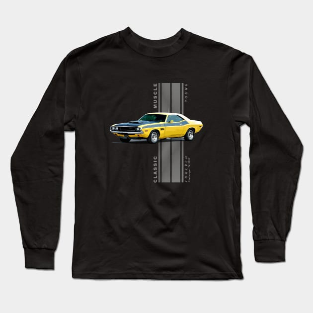 Challenger TA Classic American Muscle Cars Vintage Long Sleeve T-Shirt by Jose Luiz Filho